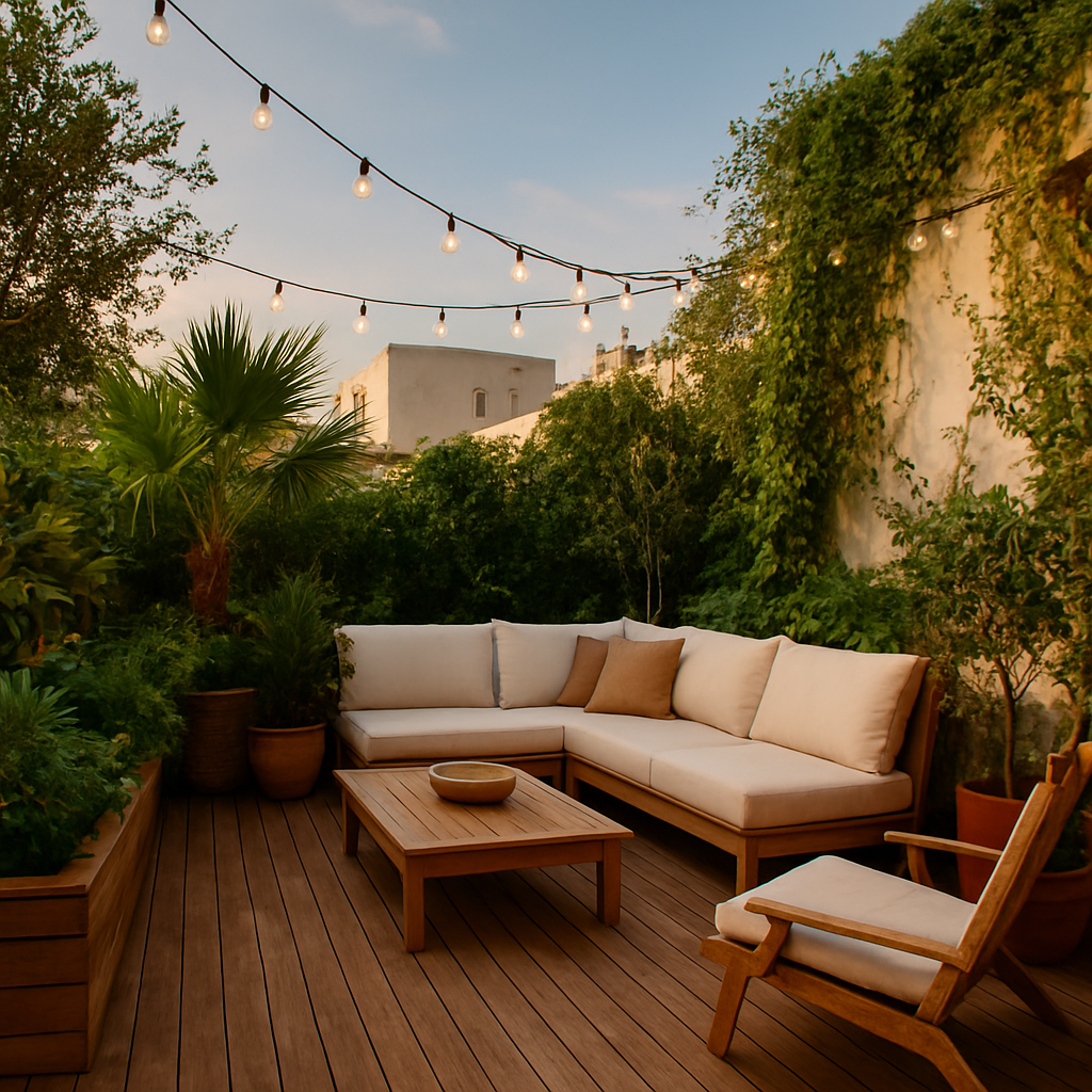 Terraza exterior con plantas